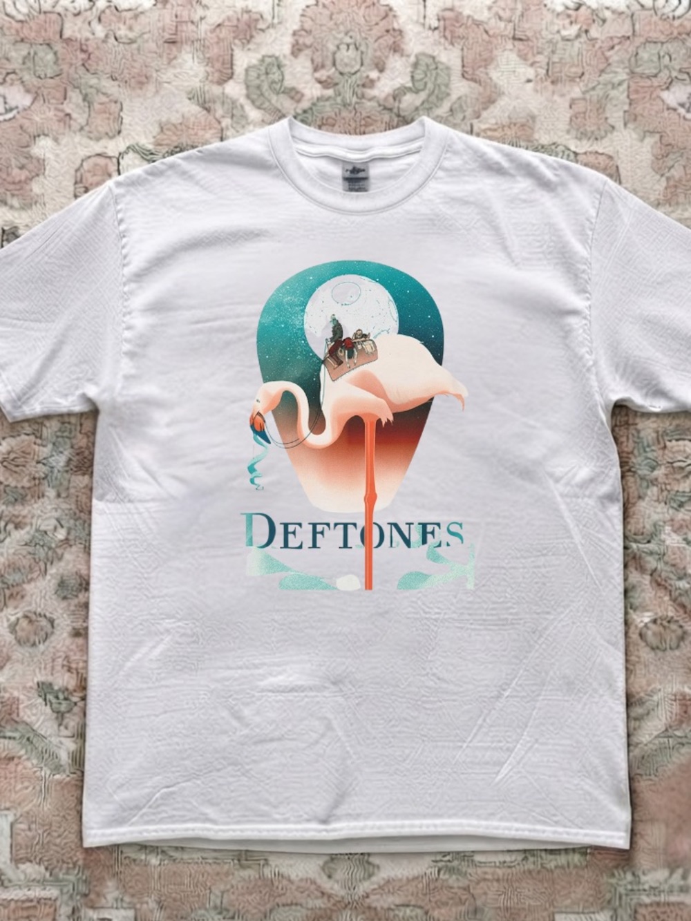 Deftones Flamingo Moon Full Moon Vintage White T-Shirt
